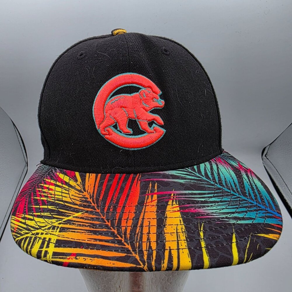 47 Brand Chicago Cubs Snapback Hat Cap One Size Black Multicolor Palm Brim